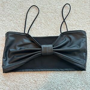 Leather black crop top